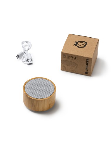 Enceinte sans fil ronde en bambou et... Enceinte sans fil ronde en bambou et...