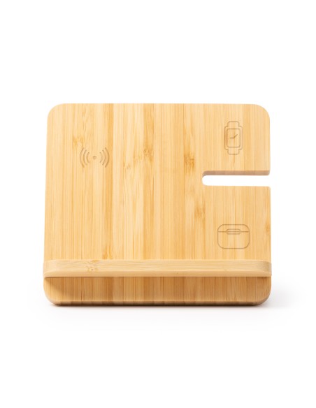 Soporte Cargador 3 en 1 de Bambú Personalizable - KROSY