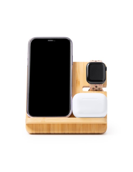 Suport Carregador 3 en 1 de Bambú Personalitzable - KROSY