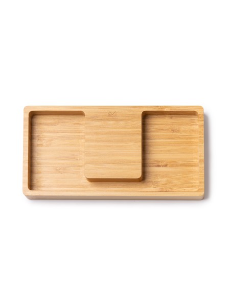 Organiseur en bambou avec chargement sans fil 10 W - Personnalisable - LUKE