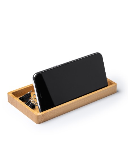 Organitzador de Bambú amb càrrega Sense fil 10W Personalitzable - LUKE