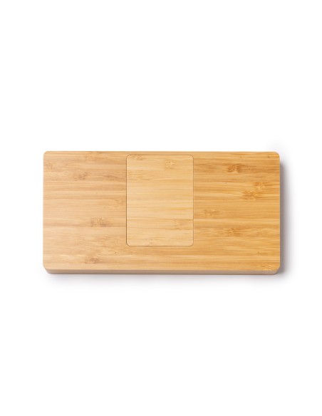 Organiseur en bambou avec chargement sans fil 10 W - Personnalisable - LUKE