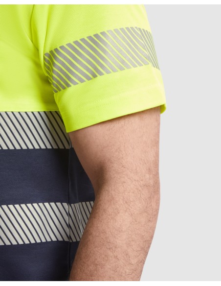 High-visibility short-sleeved technical T-shirt made of 55% cotton and 45% polyester - TAURI ROLY