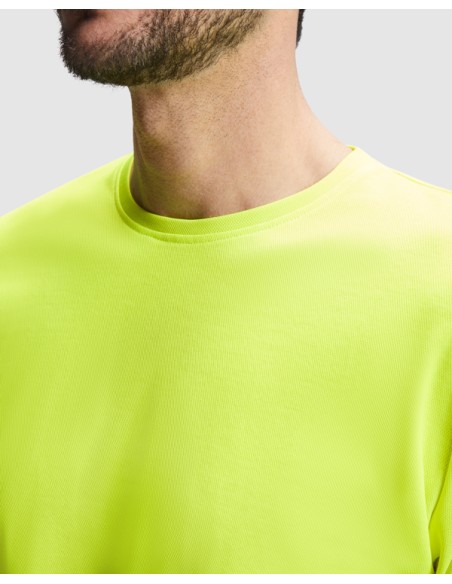 High-visibility short-sleeved technical T-shirt made of 55% cotton and 45% polyester - TAURI ROLY