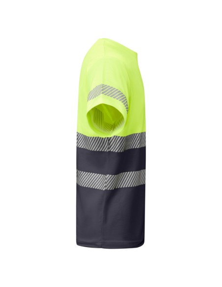 High-visibility short-sleeved technical T-shirt made of 55% cotton and 45% polyester - TAURI ROLY