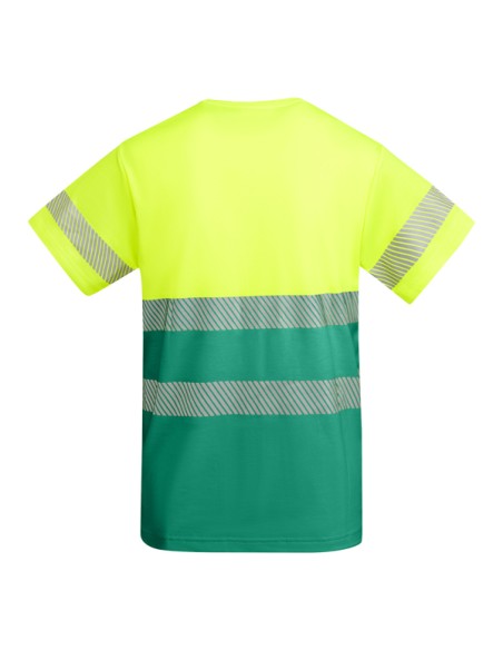 High-visibility short-sleeved technical T-shirt made of 55% cotton and 45% polyester - TAURI ROLY