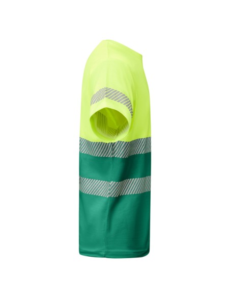 High-visibility short-sleeved technical T-shirt made of 55% cotton and 45% polyester - TAURI ROLY