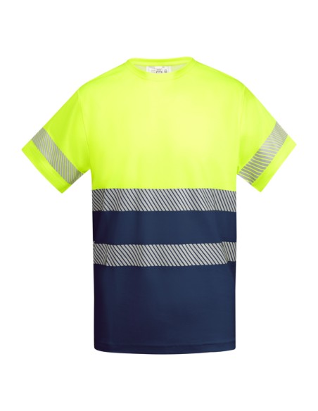 High-visibility short-sleeved technical T-shirt made of 55% cotton and 45% polyester - TAURI ROLY