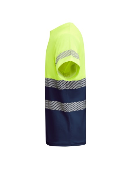 High-visibility short-sleeved technical T-shirt made of 55% cotton and 45% polyester - TAURI ROLY