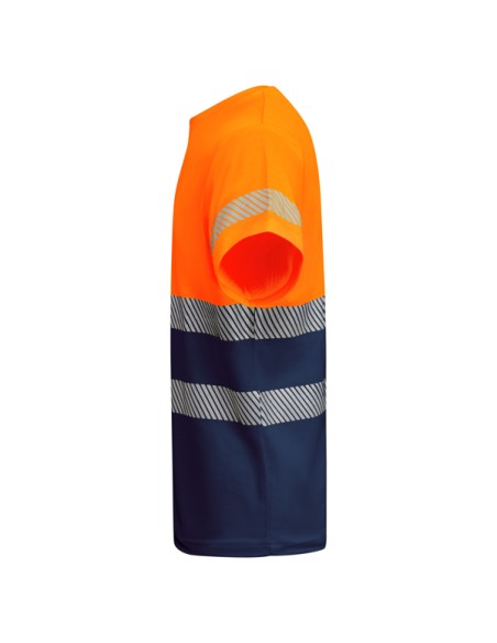 High-visibility short-sleeved technical T-shirt made of 55% cotton and 45% polyester - TAURI ROLY