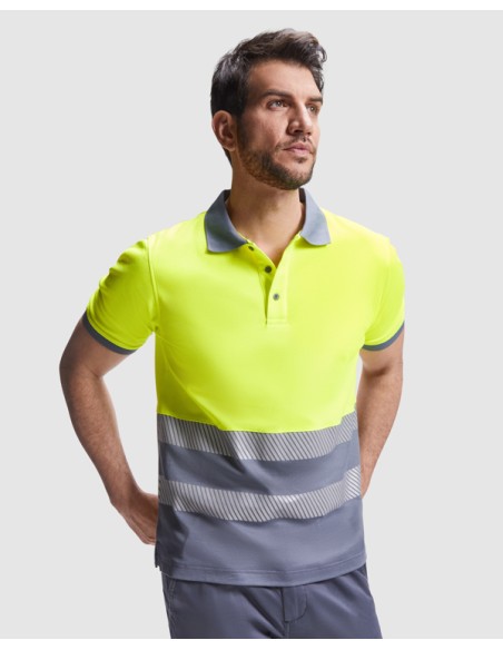 High-visibility short-sleeved technical polo shirt made of 55% cotton and 45% polyester - ATRIO ROLY