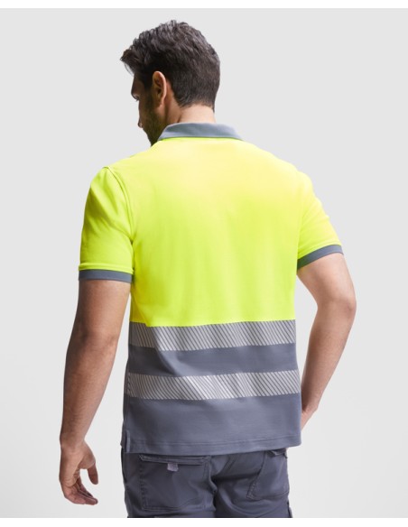 High-visibility short-sleeved technical polo shirt made of 55% cotton and 45% polyester - ATRIO ROLY