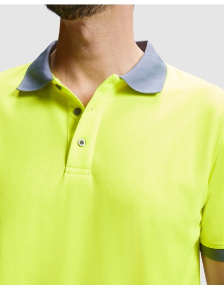 High-visibility short-sleeved technical polo shirt made of 55% cotton and 45% polyester - ATRIO ROLY