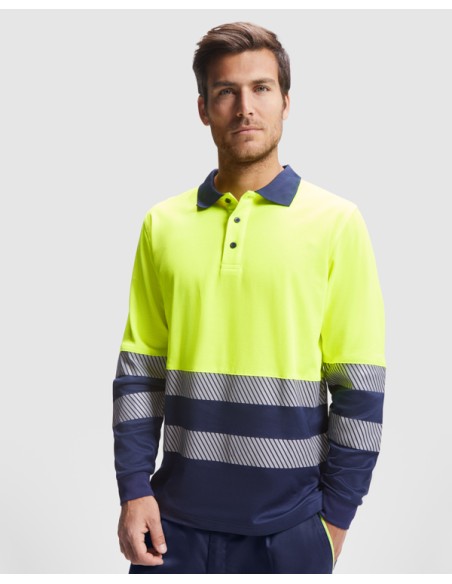 High visibility long sleeve technical polo shirt170g/m² ADULT - ATRIO L/S ROLY