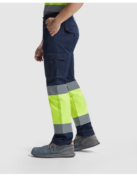 High-visibility, multi-pocket stretch work trousers - DAILY STRETCH HV ROLY