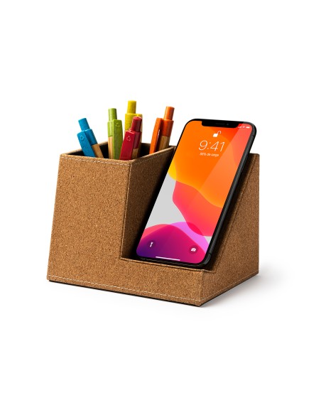 Pot à crayons en liège personnalisable avec recharge sans fil - PROMET