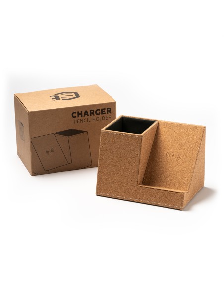 Customizable Cork Pencil Holder with Wireless Charging - PROMET