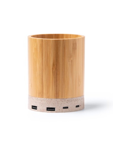 Bamboo Pencil Holder with Wireless... Bamboo Pencil Holder with Wireless...