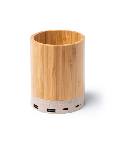 Bamboo Pencil Holder with Wireless... Bamboo Pencil Holder with Wireless...