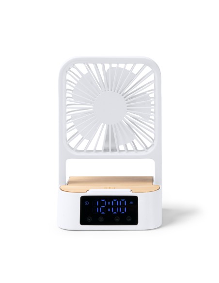Ventilateur de bureau FUYI avec fonction horloge et chargeur sans fil