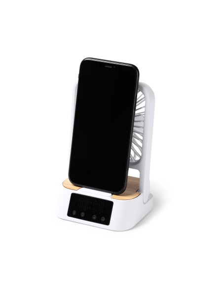 FUYI Desk Fan with Clock Function and Wireless Charger