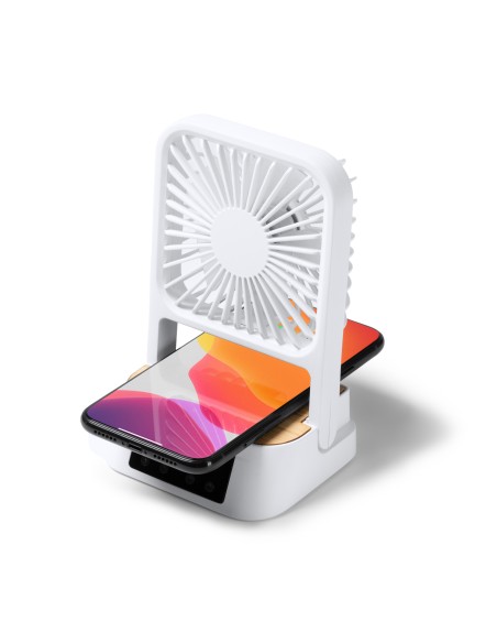 FUYI Desk Fan with Clock Function and Wireless Charger