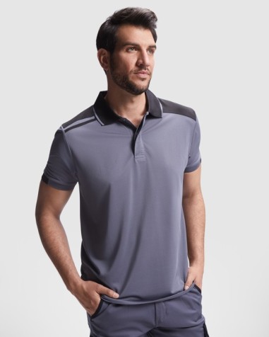 Short-sleeved polo shirt in mixed...