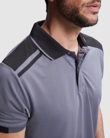 Short-sleeved polo shirt in mixed...