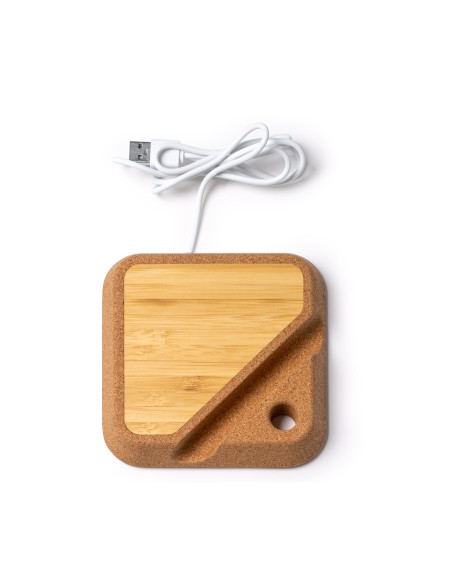 Cargador Inalámbrico de Bambú y Corcho Personalizable - BRIAN