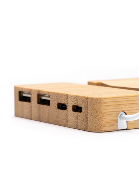Port USB de bambú amb 4 ports personalitzable per a publicitat - MARIEL