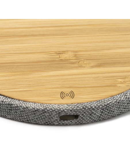 Bamboo Wireless Charger with RPET fabric finish - SIBON