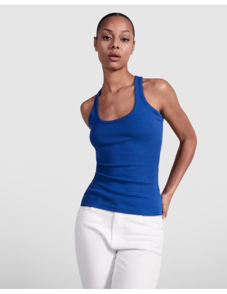 Débardeur femme ajusté 100 % coton, côtelé, 220 g/m² - Carolina Roly