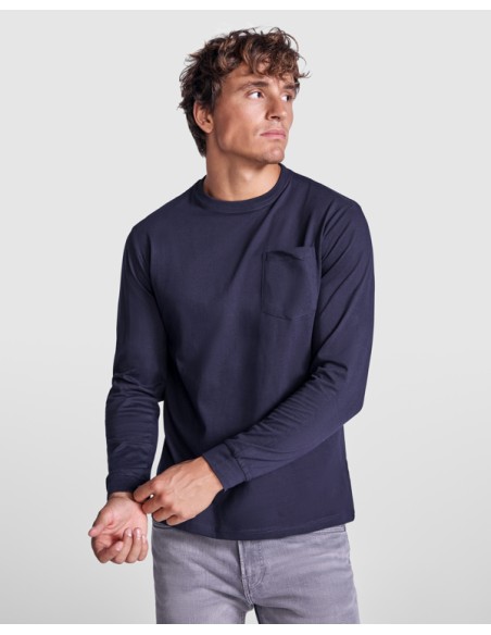 T-shirt manches longues avec poche, 100 % coton, 165 g/m² - Shiba Roly