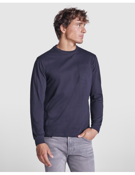 T-shirt manches longues avec poche, 100 % coton, 165 g/m² - Shiba Roly