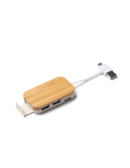 Port de chargement USB personnalisable avec support en bambou et fibre de blé - KRUSE