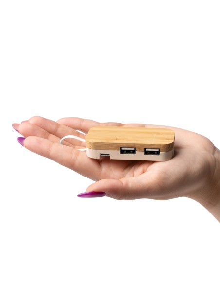 Port de chargement USB personnalisable avec support en bambou et fibre de blé - KRUSE