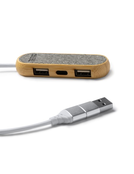 Port USB personnalisable en bambou et tissu RPET - BADOC