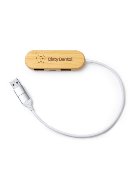 Port USB personnalisable en bambou et tissu RPET - BADOC