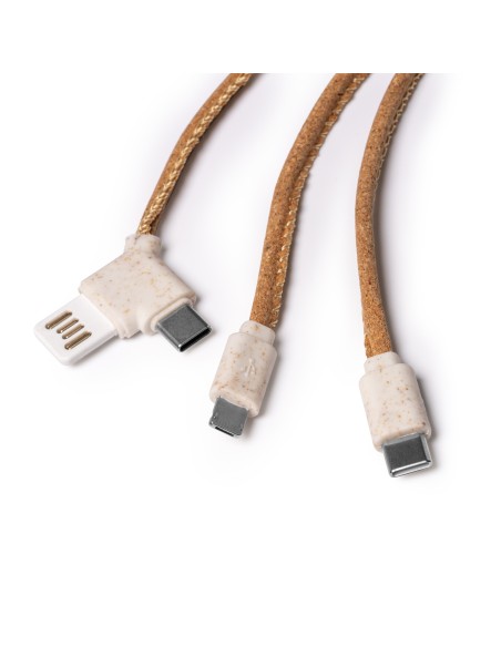 Customizable 5-in-1 Cork and Wheat Fiber Charger Cable - SEVEK