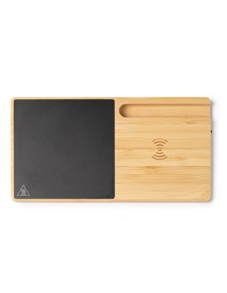 Bamboo Cup Warmer with Wireless Fast Charging Tray - NASER