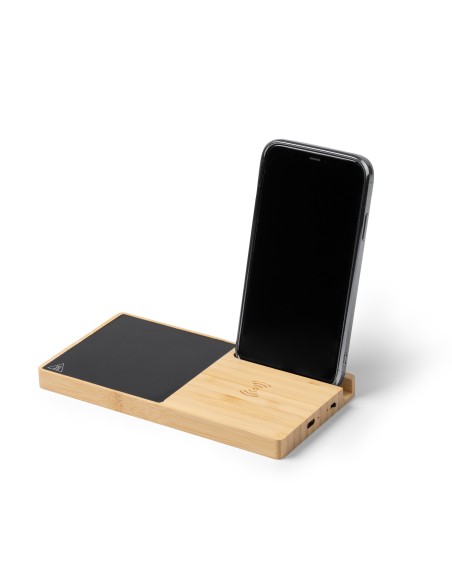 Bamboo Cup Warmer with Wireless Fast Charging Tray - NASER