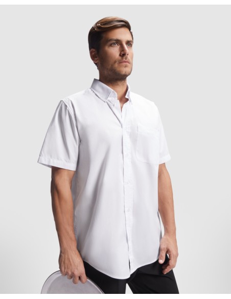 Customizable work shirt with your logo, short sleeves and poplin fabric - AIFOS Customizable work shirt with your logo, short sleeves and poplin fabric - AIFOS