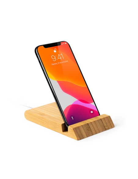 Cargador Inalámbrico de Bambú con soporte de moviles - GAMMA
