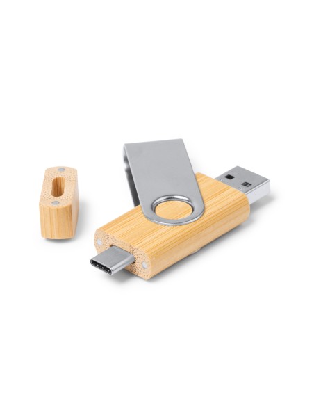 Clé USB GATLIN OTG 3.0 - 32 Go - Clip métallique et étui en bambou