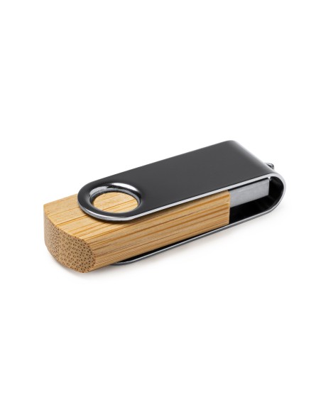 USB Flash Drive - 16GB - Metal Clip and Bamboo Casing - ULDON
