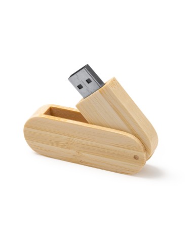16G USB flash drive with a natural bamboo casing that can be customized with your logo.