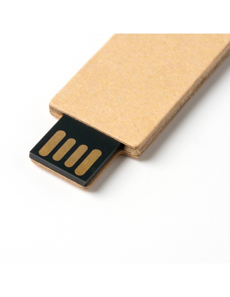 Memoria USB 16GB con carcasa de cartón reciclado y funda de Corcho - LEDES