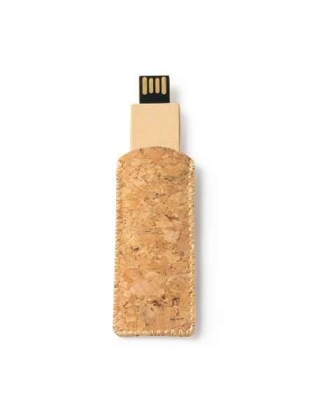 Memòria USB 16GB amb carcassa de cartró reciclat i funda de suro - LEDES