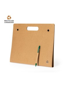 Recycled cardboard folder with notepad, sticky notes and pen - Kelem