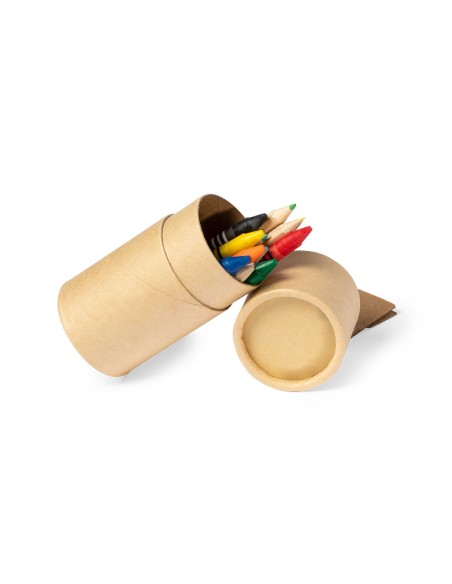 Customised pencil, crayon and sharpener set with your logo - Pixi